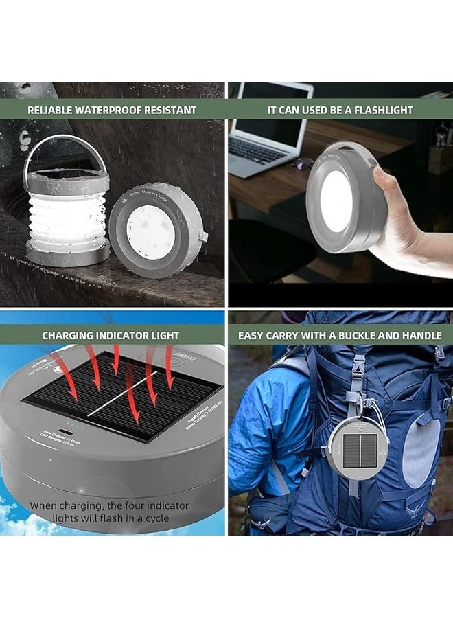 Outdoor Solar Night Light Rechargeable LED Camping Tent Lamp White  - Image 3