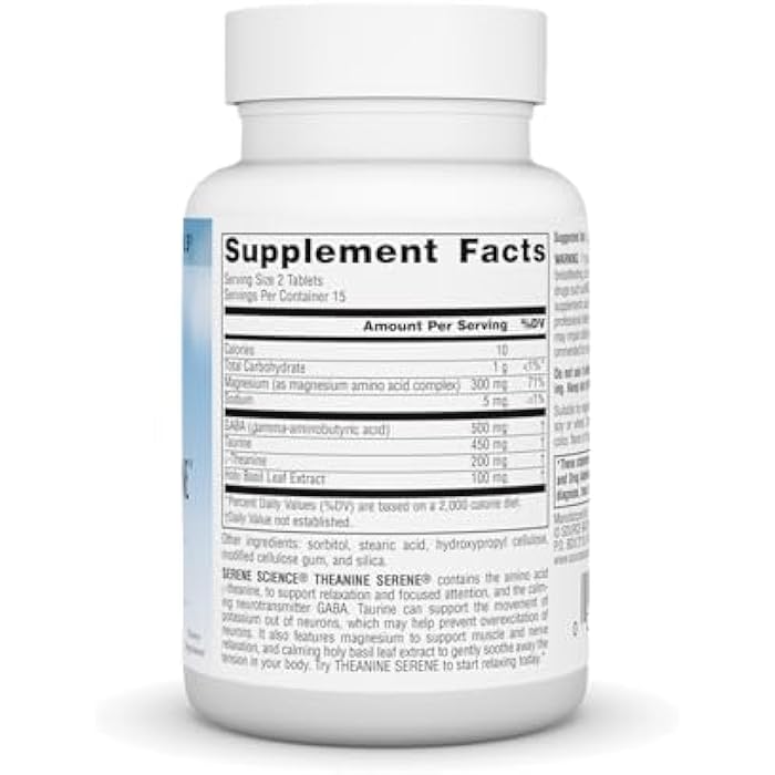 Source Naturals Theanine Serene, Calm Mind & Body*, with GABA - Vegetarian Formlua - 30 Tablets - Image 2