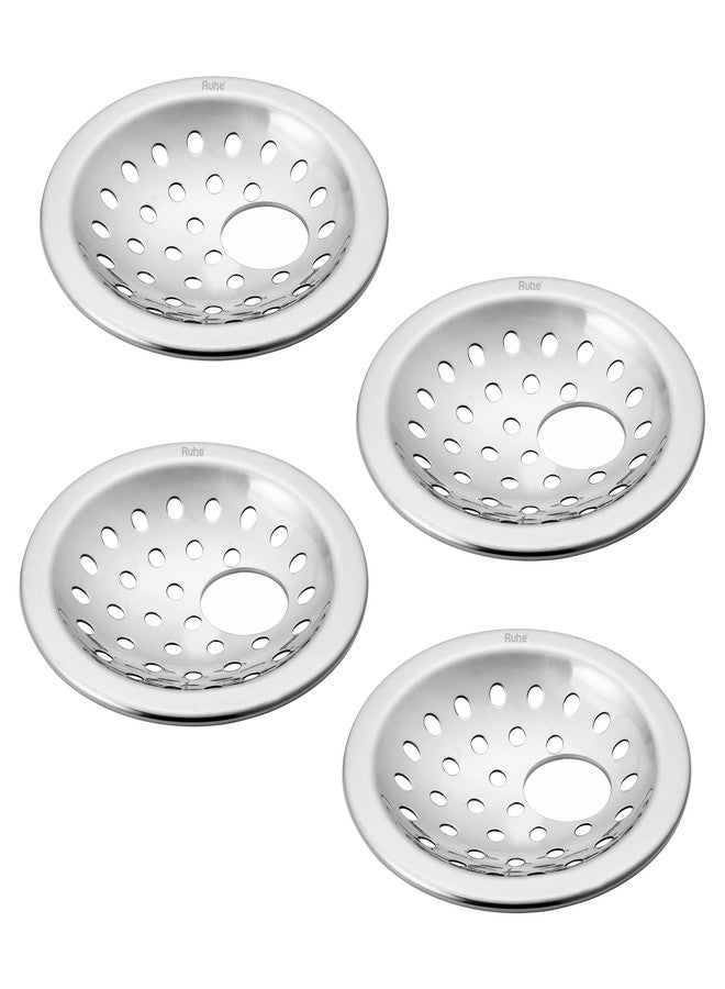 Ruhe® Polka 5inch Floor Drainer (Pack of 4) with Hole | Premium Grade Stainless Steel Polka Floor Drainer/Jali (5 Inches) - Image 1