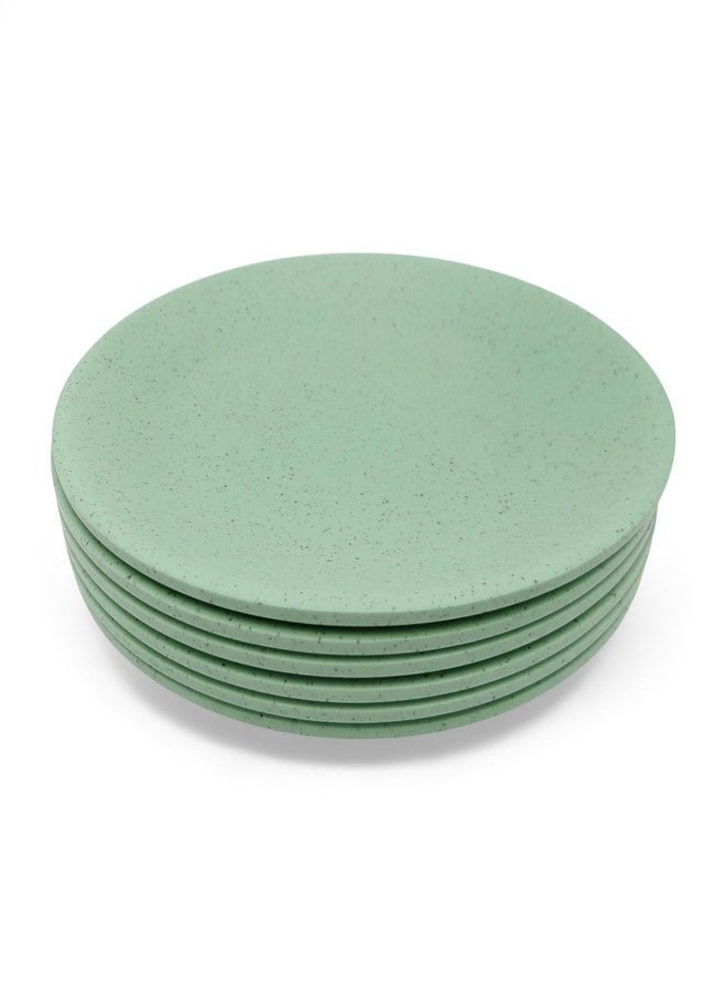 سوبروير | ميلامين نقي | طقم أطباق بوفيه مستديرة - لون رملي أخضر 12.5 بوصة (6 قطع) | مقاوم للبقع، بلمسة نهائية مزججة - Image 4