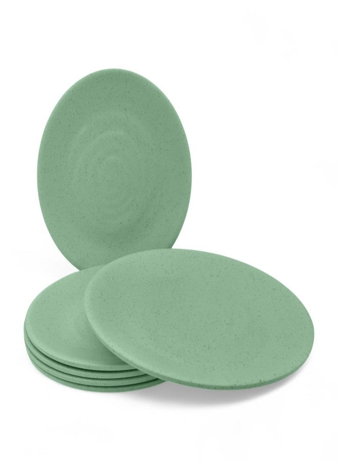 سوبروير | ميلامين نقي | طقم أطباق بوفيه مستديرة - لون رملي أخضر 12.5 بوصة (6 قطع) | مقاوم للبقع، بلمسة نهائية مزججة - Image 3