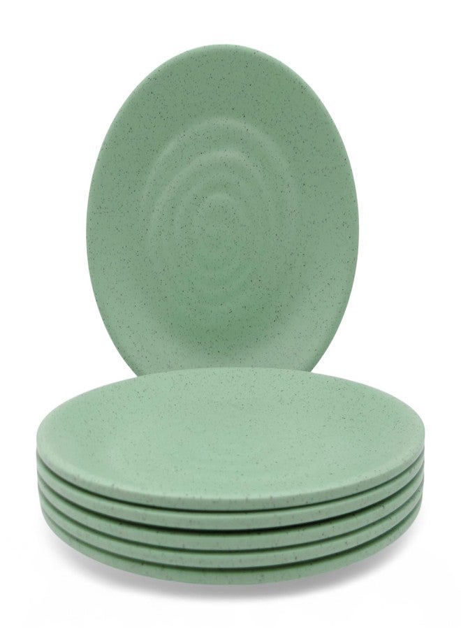 سوبروير | ميلامين نقي | طقم أطباق بوفيه مستديرة - لون رملي أخضر 12.5 بوصة (6 قطع) | مقاوم للبقع، بلمسة نهائية مزججة - Image 1