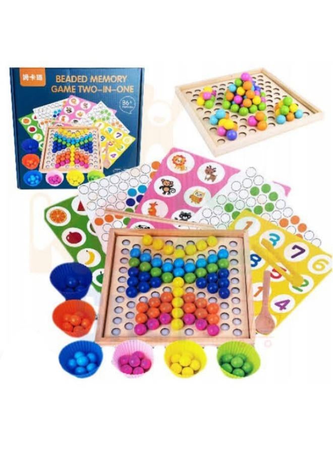 2 in 1 Wooden Board Clip Beads Matching Game Puzzles - Shape Color Sort Toys for Children & Kids  - Image 2