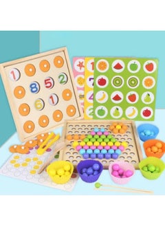 Generic 2 in 1 Wooden Board Clip Beads Matching Game Puzzles - Shape Color Sort Toys for Children & Kids  - Image 4