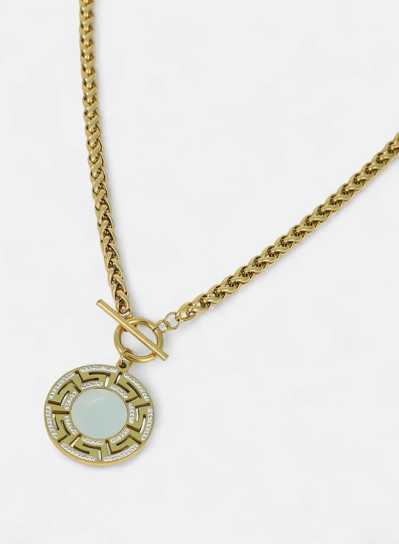 SOHI SOHI Women The Greek-Medalin Pendant Necklace | California  Colour | One-Size | Artificial Stone Alloy Material | Interlock Closure | Necklace For Casual & Evening Wear