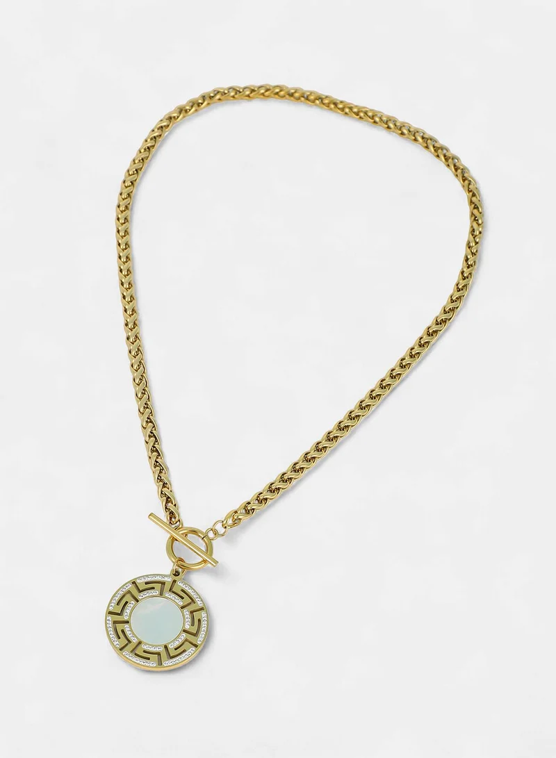 SOHI SOHI Women The Greek-Medalin Pendant Necklace | California  Colour | One-Size | Artificial Stone Alloy Material | Interlock Closure | Necklace For Casual & Evening Wear