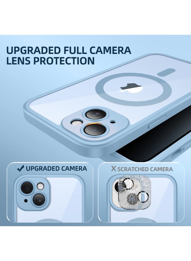 بيرفي جراب مغناطيسي لهاتف iPhone 14، متوافق مع MagSafe، واقي شاشة مدمج للخصوصية وحماية مطورة للكاميرا، جراب هاتف كامل الجسم مضاد للتجسس ومقاوم للصدمات مقاس 14 بوصة و6.1 بوصة، أزرق - Image 4