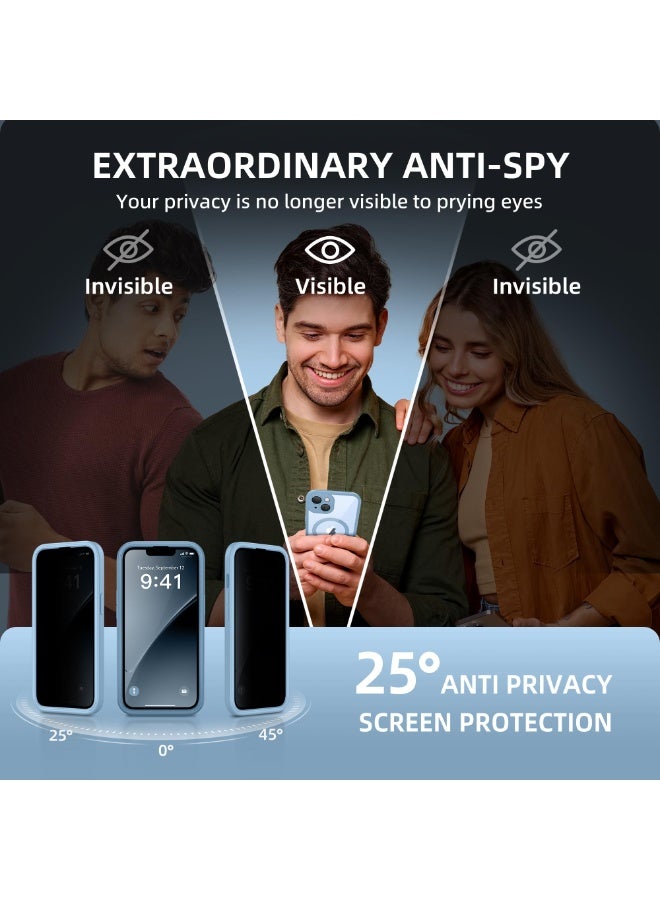 بيرفي جراب مغناطيسي لهاتف iPhone 14، متوافق مع MagSafe، واقي شاشة مدمج للخصوصية وحماية مطورة للكاميرا، جراب هاتف كامل الجسم مضاد للتجسس ومقاوم للصدمات مقاس 14 بوصة و6.1 بوصة، أزرق - Image 2