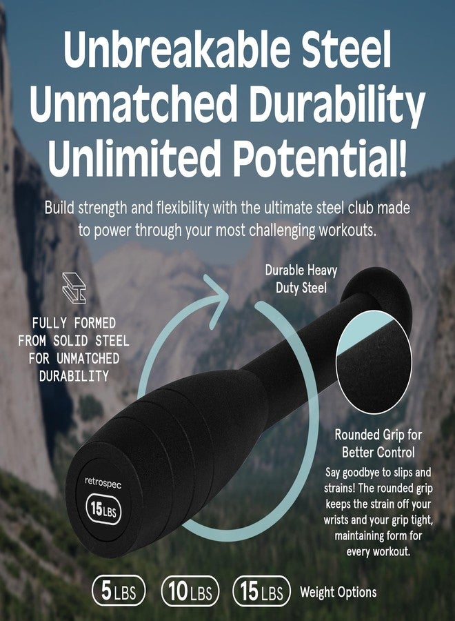 Retrospec Steel Club SC- 10lb for Men & Women's Strength Training & Full Body Workouts , Matte Black - Image 3