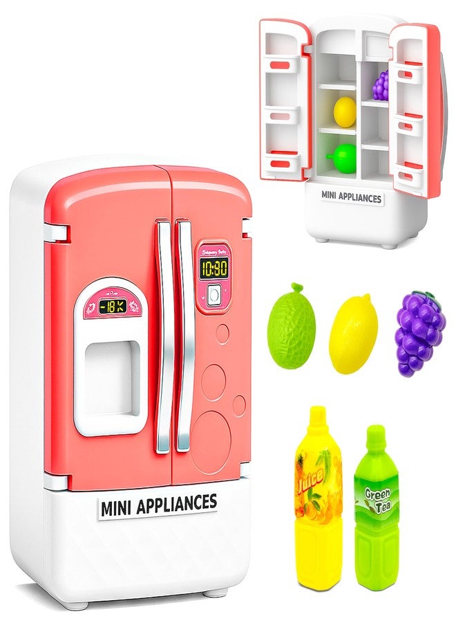 VGRASSP Mini Refrigerator Toy for Kids with Lights and Music - Double Door Pretend Play Fridge with Realistic Food Accessories - Educational Kitchen Toy for Boys and Girls - Color As Per Stock - Image 1