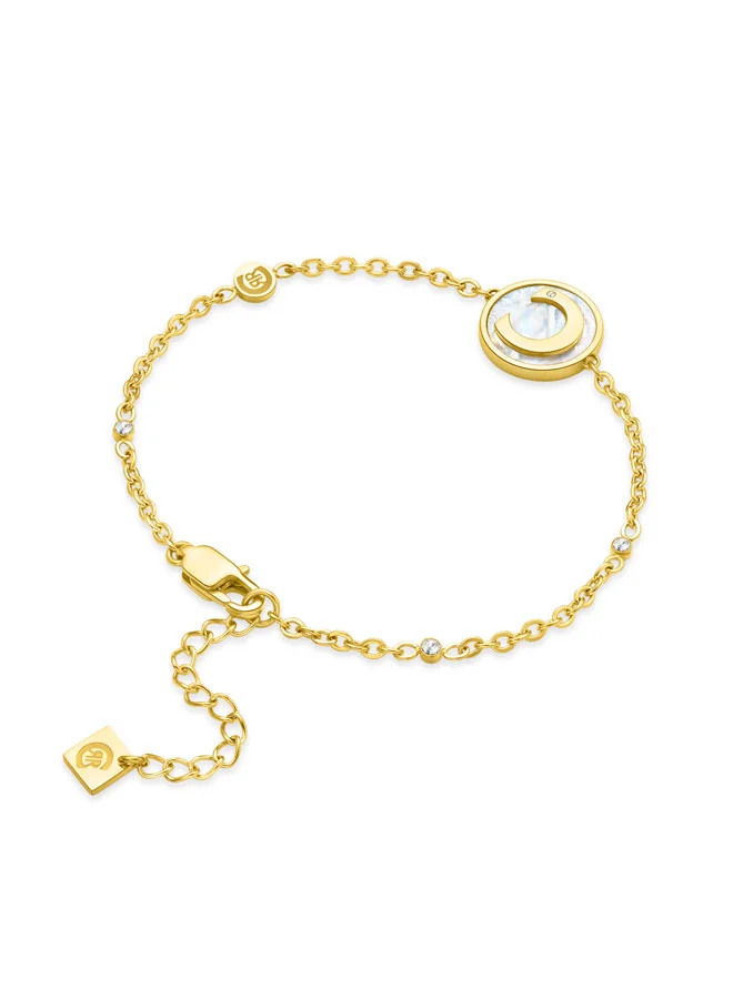CERRUTI 1881 Circul Gold-Plated Design with Mother of Pearl and Crystals Bracelet for Women