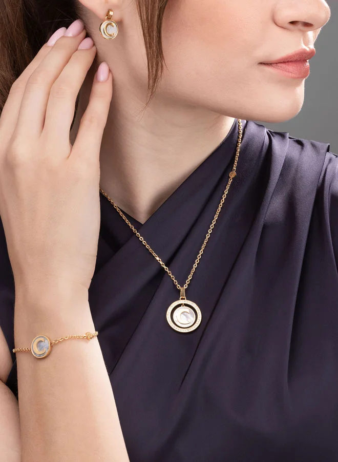 CERRUTI 1881 Circul Gold-Plated Design with Mother of Pearl and Crystals Bracelet for Women