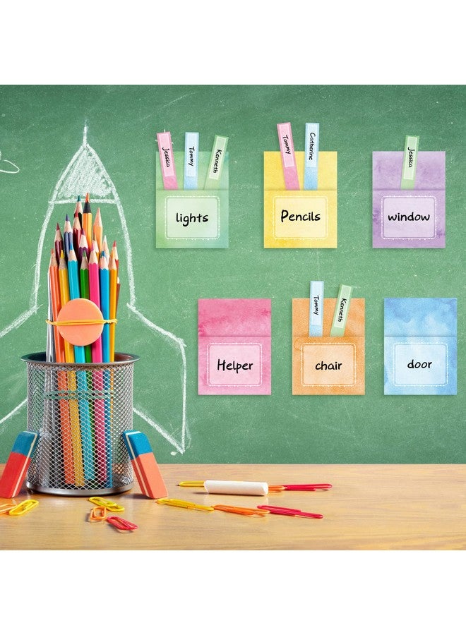 Zonon Class Jobs Bulletin Board Colorful Class Jobs Pocket Chart Set Teacher'S Helper Chalkboard Decor Classroom Bulletin Board Decoration For Back To School (Watercolor Style) - Image 5