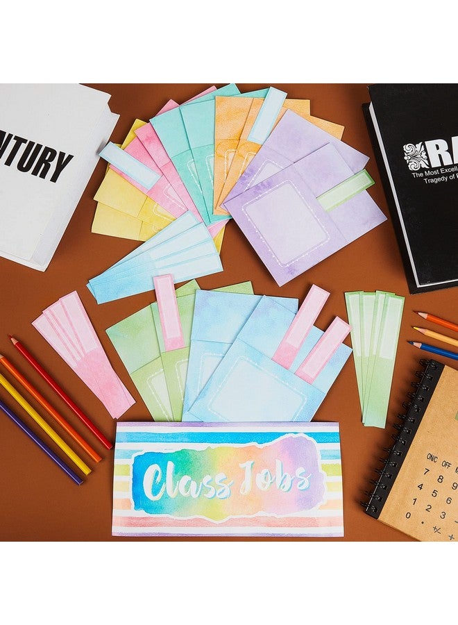 Zonon Class Jobs Bulletin Board Colorful Class Jobs Pocket Chart Set Teacher'S Helper Chalkboard Decor Classroom Bulletin Board Decoration For Back To School (Watercolor Style) - Image 4