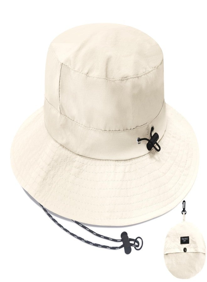 PFFY Waterproof Bucket Hat Rain Quick Dry Hats for Men Women Packable Sun Hat for Fishing Hiking Outdoors Solid Beige - Image 1
