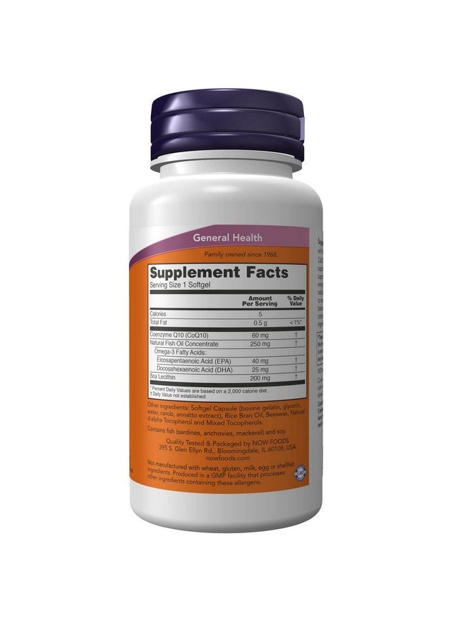 now Supplements Coq10 60 Mg With Omega 3 Fish Oil Cardiovascular Health* 60 Softgels - Image 3
