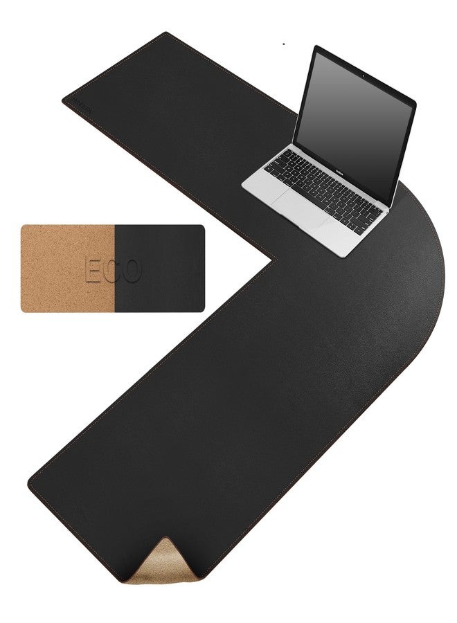 MAIDERN (40”+ 40”) x 13” L Shaped Corner Desk Mat, Cork & Leather Dual Sided Desk Pad for Gaming Computer Office Home (Black) … - Image 1