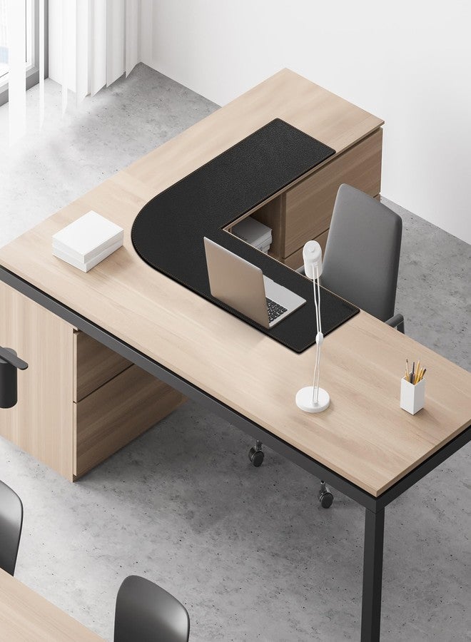 MAIDERN (40”+ 40”) x 13” L Shaped Corner Desk Mat, Cork & Leather Dual Sided Desk Pad for Gaming Computer Office Home (Black) … - Image 5