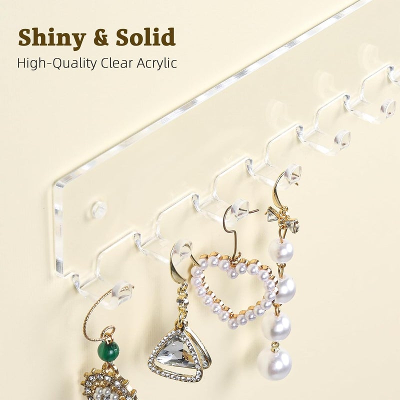 EXPORTIQ Jewelry Organizer Wall Mounted Necklace Holder Acrylic Jewelry Hanger with 14 Hooks Wall Mounted Jewelry Holder for Necklace Earrings And Rings (Clear 11.8" 2pcs) - Image 3