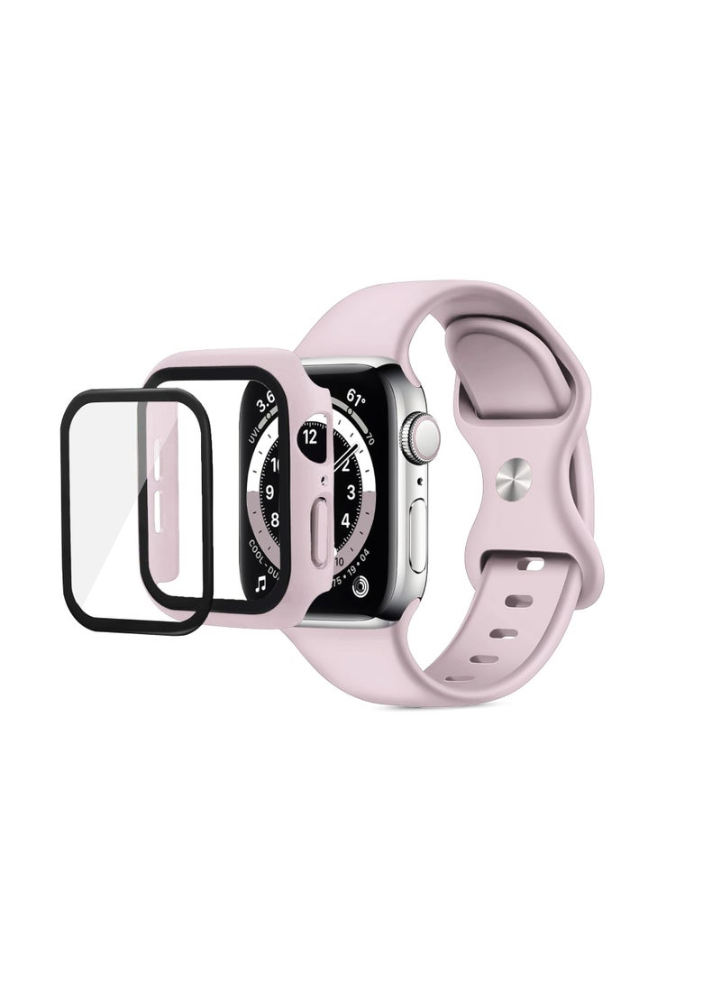 Band with Case Compatible with  Apple Watch Series 10 46mm,Adjustable Silicone Sport Wristband Replacement, Strap With Cover Built-in Glass Screen Protector for Apple Watch Series Series 10 46mm