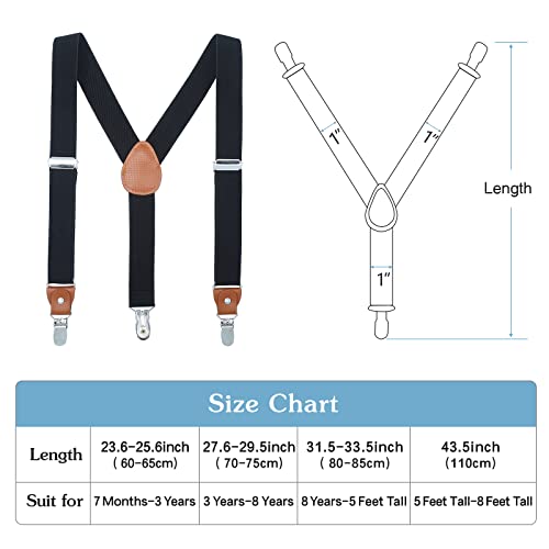 Kajeer Toddlers Kids Boys Mens Suspenders - Y Back Adjustable Strong Clips Synthetic Leather Suspenders (27.6-29.5 Inch (3 Years - 8 Years), Black) - Image 3