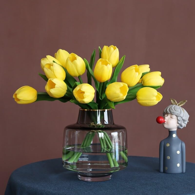 Buart Yellow Flowers Artificial Luxury Big Tulip Valentine's Day Mother's Day Easter Home Kitchen Wedding Decorations(11pcs) - Image 1