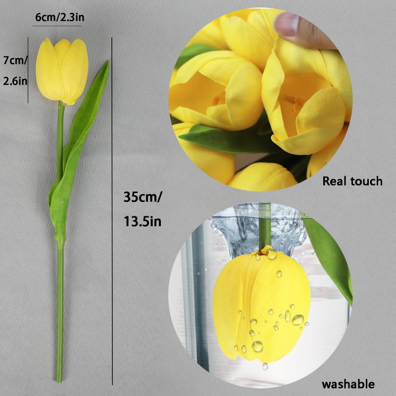 Buart Yellow Flowers Artificial Luxury Big Tulip Valentine's Day Mother's Day Easter Home Kitchen Wedding Decorations(11pcs) - Image 2