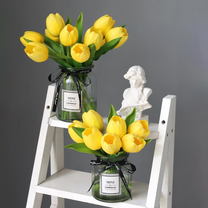 Buart Yellow Flowers Artificial Luxury Big Tulip Valentine's Day Mother's Day Easter Home Kitchen Wedding Decorations(11pcs) - Image 5