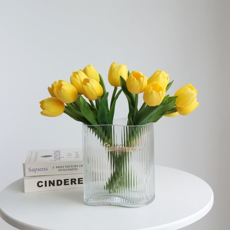 Buart Yellow Flowers Artificial Luxury Big Tulip Valentine's Day Mother's Day Easter Home Kitchen Wedding Decorations(11pcs) - Image 4