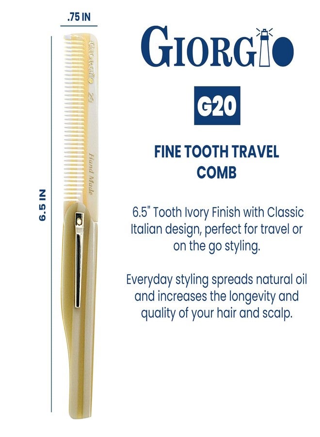 Giorgio G20 Folding Fine Tooth Mustache and Beard Comb 6.5 Inches - Sawcut and Hand Polished Ivory Styling and Travel Comb for Everyday Hair Care (Ivory) - Image 3
