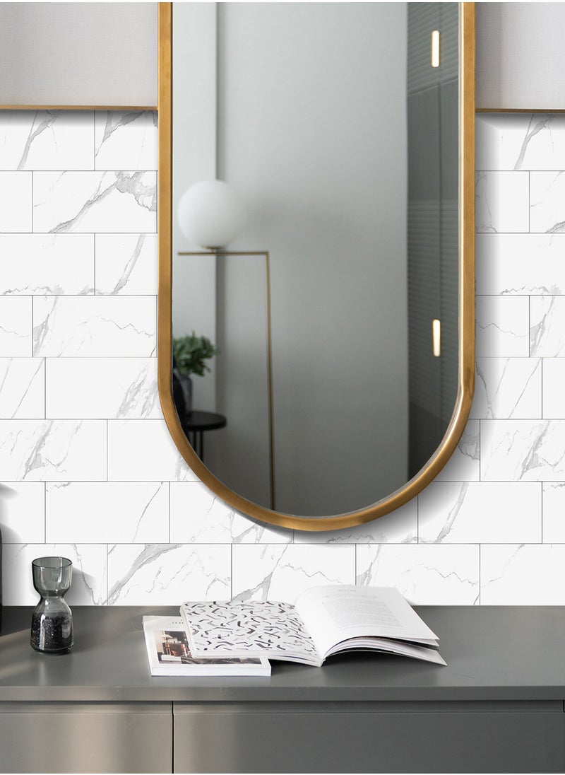 CityRiya-Long - 32Pcs Backsplash Tiles 20.32 * 10.16cm 3D Wall Panels Wall Sticker Self-Adhesive Brick Wallpaper Peel and Stick Tile for Kitchen Bathroom Shower Wall Tile Stickers Wall Decor - Image 1