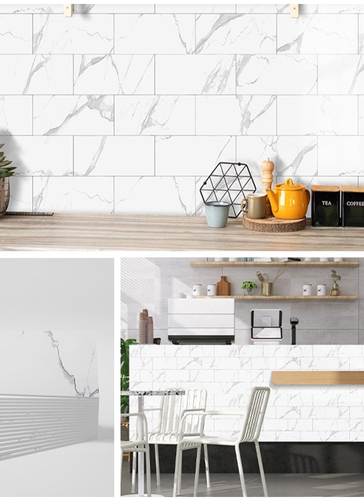 CityRiya-Long - 32Pcs Backsplash Tiles 20.32 * 10.16cm 3D Wall Panels Wall Sticker Self-Adhesive Brick Wallpaper Peel and Stick Tile for Kitchen Bathroom Shower Wall Tile Stickers Wall Decor - Image 1