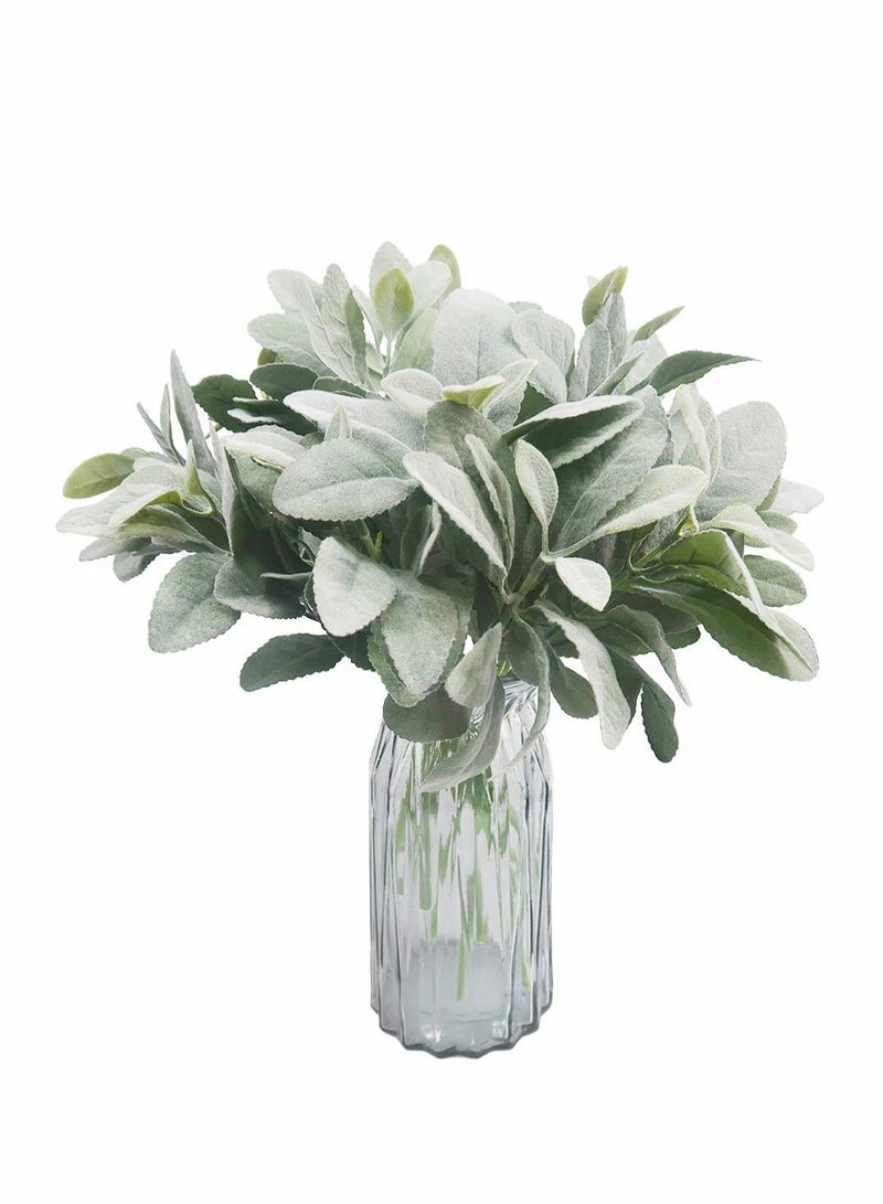 Excefore Real Touch Leaf Lambs Ear Stems, 5 Pcs Faux Greenery Stems, Lambs Ear Garland, Bulk Foliage Leaves Plant Spray for Home Wedding DIY Floral Arrangement Centerpiece Decoration - Image 1