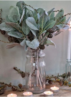 Excefore Real Touch Leaf Lambs Ear Stems, 5 Pcs Faux Greenery Stems, Lambs Ear Garland, Bulk Foliage Leaves Plant Spray for Home Wedding DIY Floral Arrangement Centerpiece Decoration  - Image 2