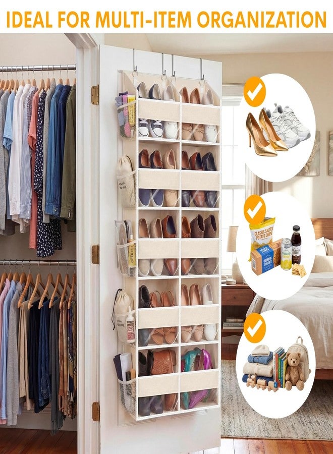 Ofiray-home منظم أوفيريه هوم المعلق على الباب، 5 طبقات، مساحة تخزين كبيرة جدًا خلف الباب تحتوي على 10 أقسام، سعة وزن 80 رطلاً، منظم معلق على الباب للخزانة، منظم حفاضات، بيج - Image 5