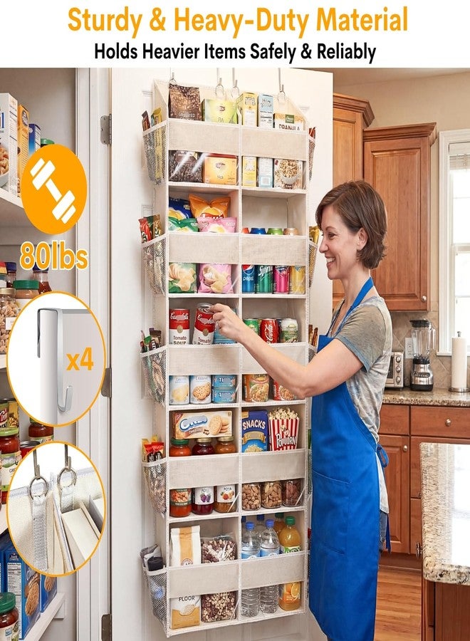 Ofiray-home منظم أوفيريه هوم المعلق على الباب، 5 طبقات، مساحة تخزين كبيرة جدًا خلف الباب تحتوي على 10 أقسام، سعة وزن 80 رطلاً، منظم معلق على الباب للخزانة، منظم حفاضات، بيج - Image 3