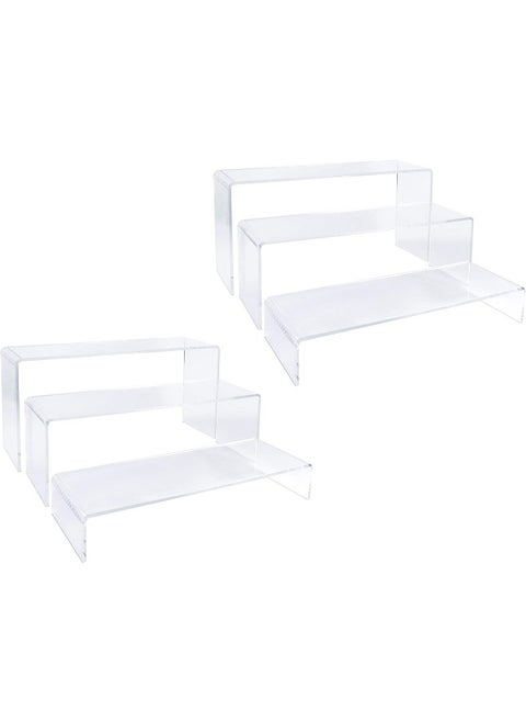 2 Sets Clear Acrylic Display Risers-Cupcake Stand for Dessert Buffet Cake Table Decorations–Showcase Shelf for Figures, Jewelry Display Riser Stands Shelves Fixtures Case(Rectangle Shape)