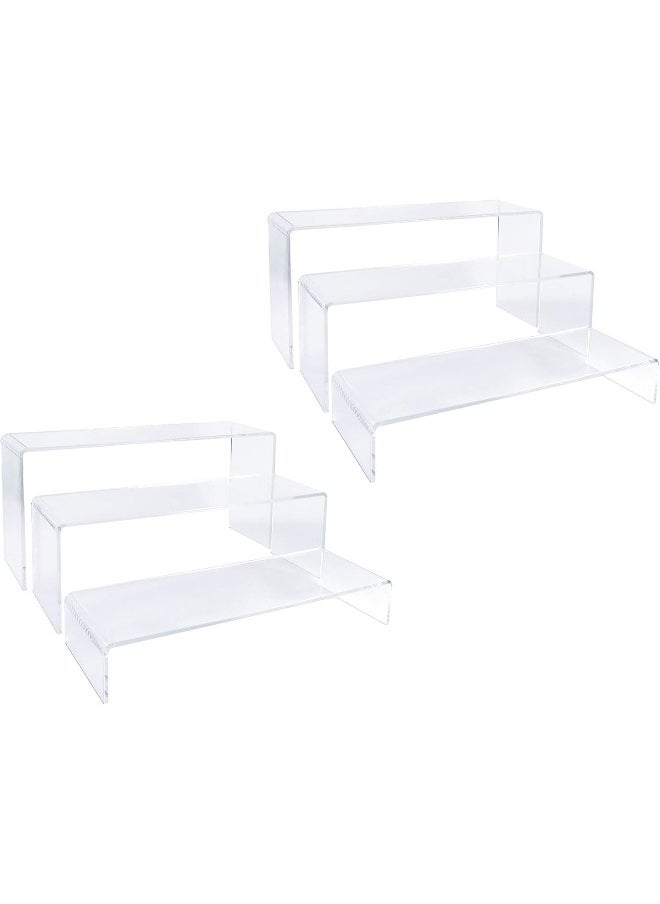 TPGP 2 Sets Clear Acrylic Display Risers-Cupcake Stand for Dessert Buffet Cake Table Decorations–Showcase Shelf for Figures, Jewelry Display Riser Stands Shelves Fixtures Case(Rectangle Shape)  - Image 1