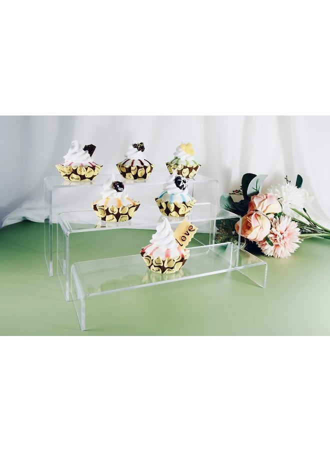 TPGP 2 Sets Clear Acrylic Display Risers-Cupcake Stand for Dessert Buffet Cake Table Decorations–Showcase Shelf for Figures, Jewelry Display Riser Stands Shelves Fixtures Case(Rectangle Shape)  - Image 4