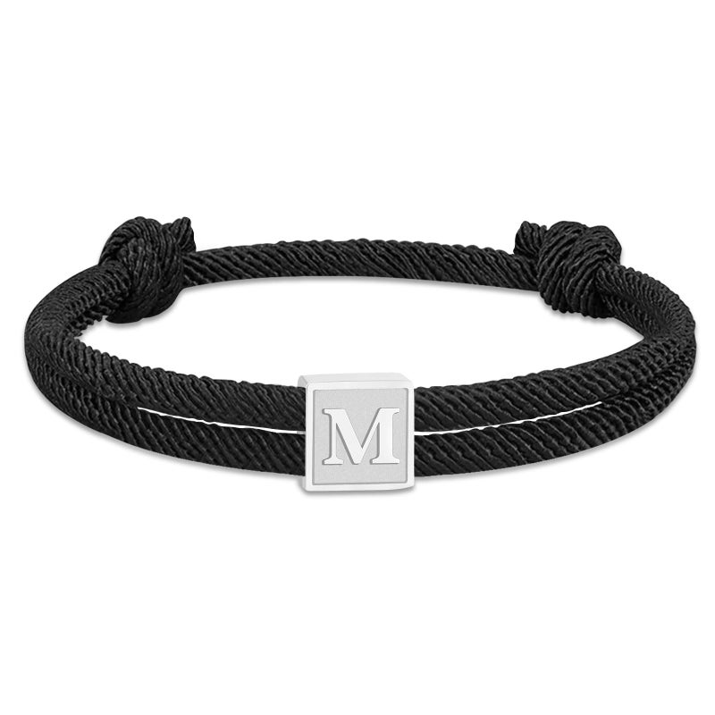 Zocomi Initial Bracelet for Boys Men Letter M Braided Rope Wrist Jewelry Graduation Gifts Ideas Easter Basket Stuffers Essentials for Him Teen Teenage Kids Age Year Old Boy Black - Image 1