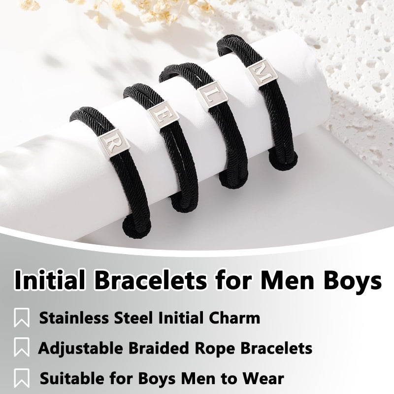 Zocomi Initial Bracelet for Boys Men Letter M Braided Rope Wrist Jewelry Graduation Gifts Ideas Easter Basket Stuffers Essentials for Him Teen Teenage Kids Age Year Old Boy Black - Image 4