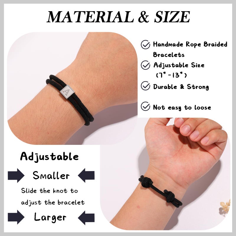 Zocomi Initial Bracelet for Boys Men Letter M Braided Rope Wrist Jewelry Graduation Gifts Ideas Easter Basket Stuffers Essentials for Him Teen Teenage Kids Age Year Old Boy Black - Image 5
