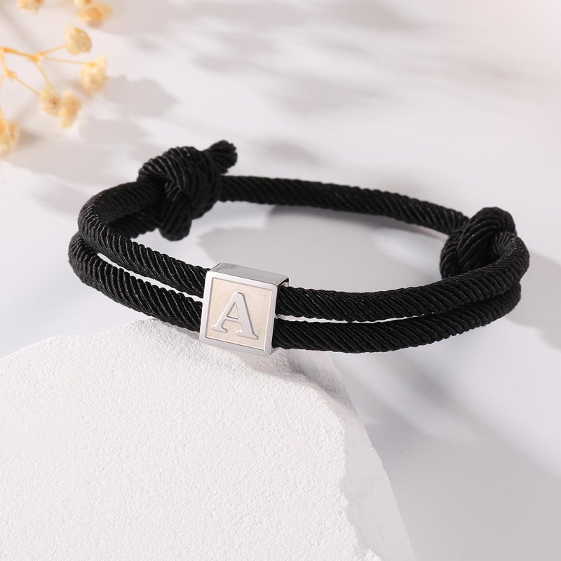 Zocomi Initial Bracelet for Boys Men Letter M Braided Rope Wrist Jewelry Graduation Gifts Ideas Easter Basket Stuffers Essentials for Him Teen Teenage Kids Age Year Old Boy Black - Image 2
