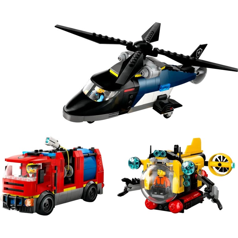 LEGO - City Helicopter, Fire Truck & Submarine Remix 874 Pieces - 60462 - Image 3
