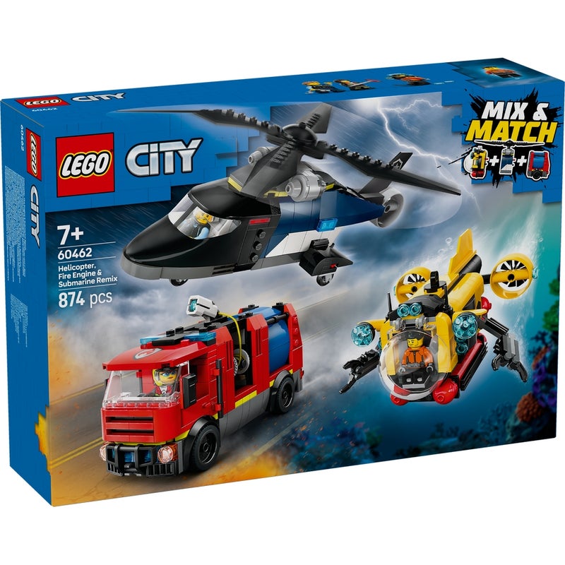LEGO - City Helicopter, Fire Truck & Submarine Remix 874 Pieces - 60462 - Image 1