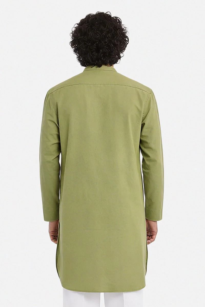 سنيتش Green Solid Long Sleeve Regular Fit Shirt