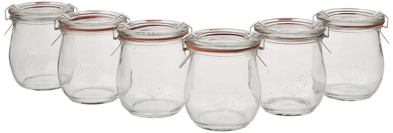Weck Mini Tulip Jelly Jar with Glass Lids 6 Rings and 12 Clamps 6 Count Pack of 1 