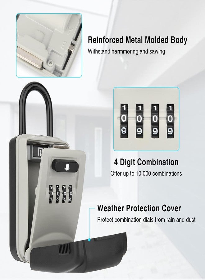 mafiti Key Lock Box for Outside - Lock Box for House Keys - Key Lockbox for Key Storage Outdoor, 4 Digit Combination Lock Box for Outside Realtors Garage Spare Keys - Image 3