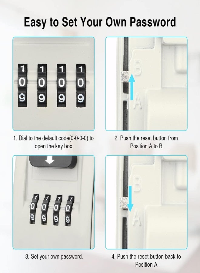 mafiti Key Lock Box for Outside - Lock Box for House Keys - Key Lockbox for Key Storage Outdoor, 4 Digit Combination Lock Box for Outside Realtors Garage Spare Keys - Image 4