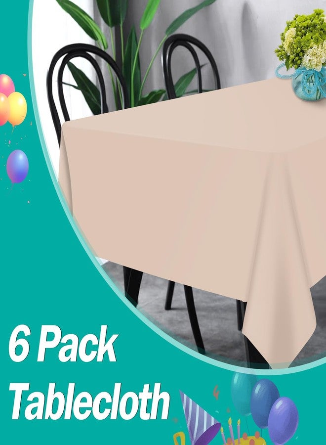 tujol Ivory 6 Pack Plastic Table Cloth 54" x 108", Disposable Tablecloths Rectangle Table Cover, Plastic Tablecloths for Parties - Image 5